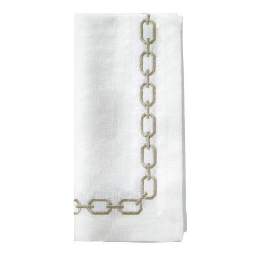 White Napkins with Gold Chain